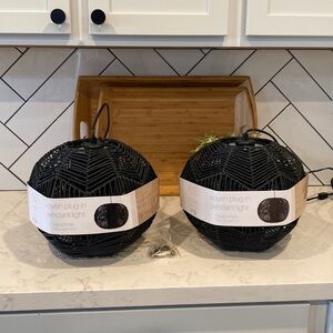 Native Woven black plug-in pendant light x2